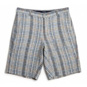 Tommy Bahama 100% Linen Bermuda Shorts Men 36 Plaid Flat Front Lightweight Beach
